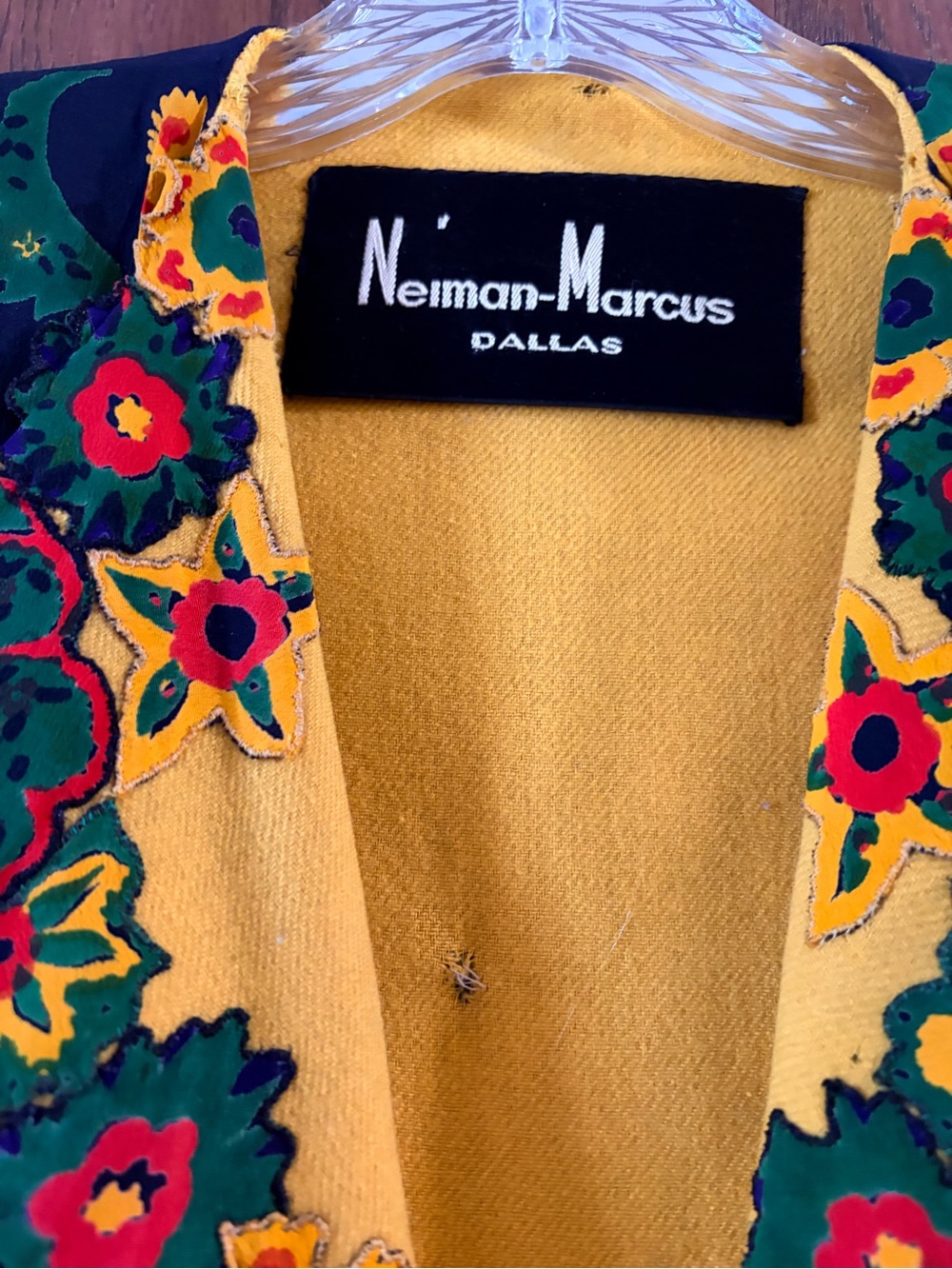 Vintage Neiman Marcus Yellow Floral Appliqué Blazer Jacket